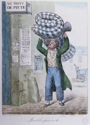 Wenn man gehen muss..., Karikatur eines Besuchs bei den Pfandleihern Mont de Piété, 1822